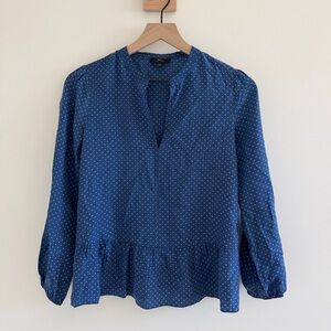 J.Crew Blue Polka Dot Silk Blouse